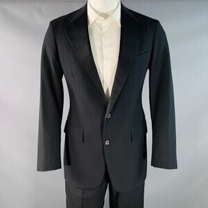 POLO by RALPH LAUREN Size 40 Regular Black Wool Peak Lapel Suit